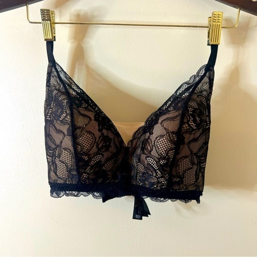Natori Muse Wireless Full Fit Contour Bralette Nude Black Lace 32DD